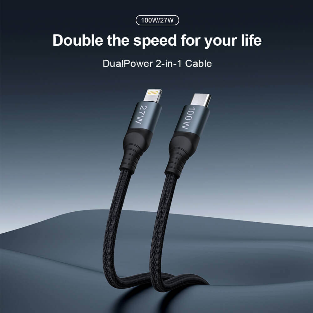 NILLKIN DualPower 2 in 1 Charging Cable Type-C to Type-C 100W & Lightning 27W