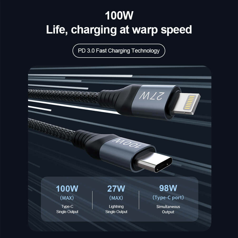 NILLKIN DualPower 2 in 1 Charging Cable Type-C to Type-C 100W & Lightning 27W