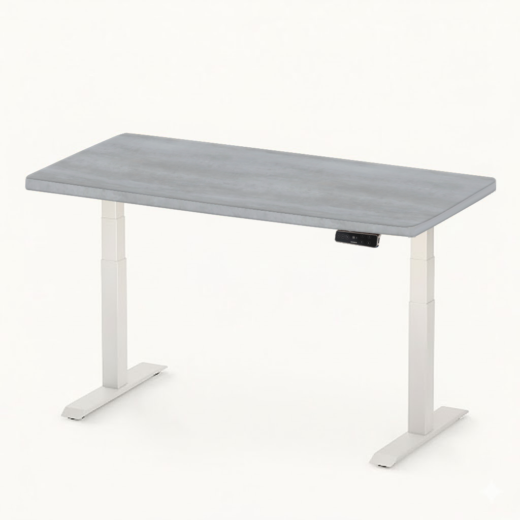 FlexiSpot E7 - Dual Motor Premium Standing Desk With White Frame - Silver Ash