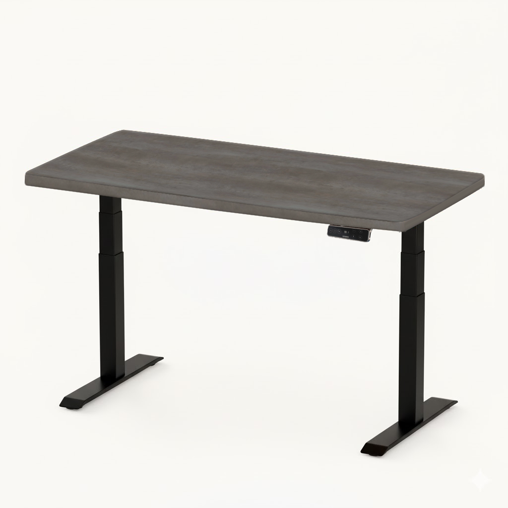 FlexiSpot E7 - Dual Motor Premium Standing Desk With Black Frame - Shadow Walnut