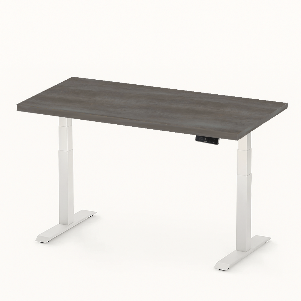 FlexiSpot E7 - Dual Motor Premium Standing Desk With White Frame - Shadow Walnut