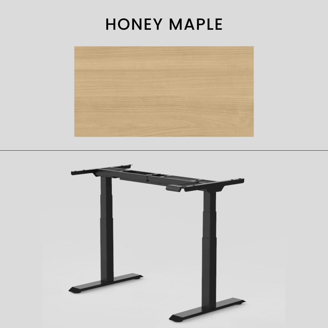 FlexiSpot E7 - Dual Motor Premium Standing Desk With Black Frame - Honey Maple