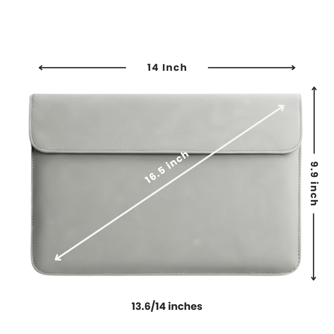 Premium Velvet Laptop Sleeve With Power Pouch - Matte Grey