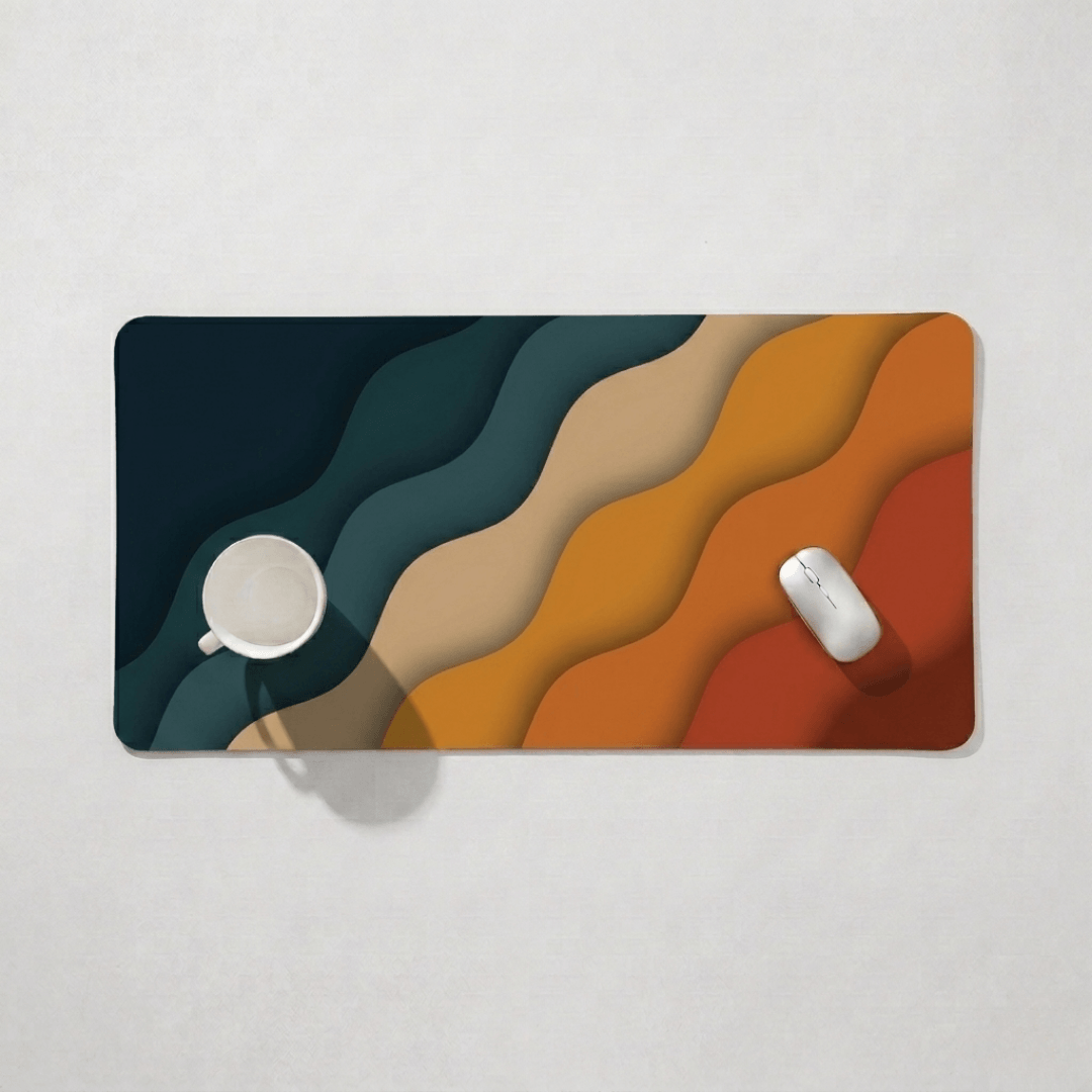 Printed Leather Desk Mat - Rainbow Clouds