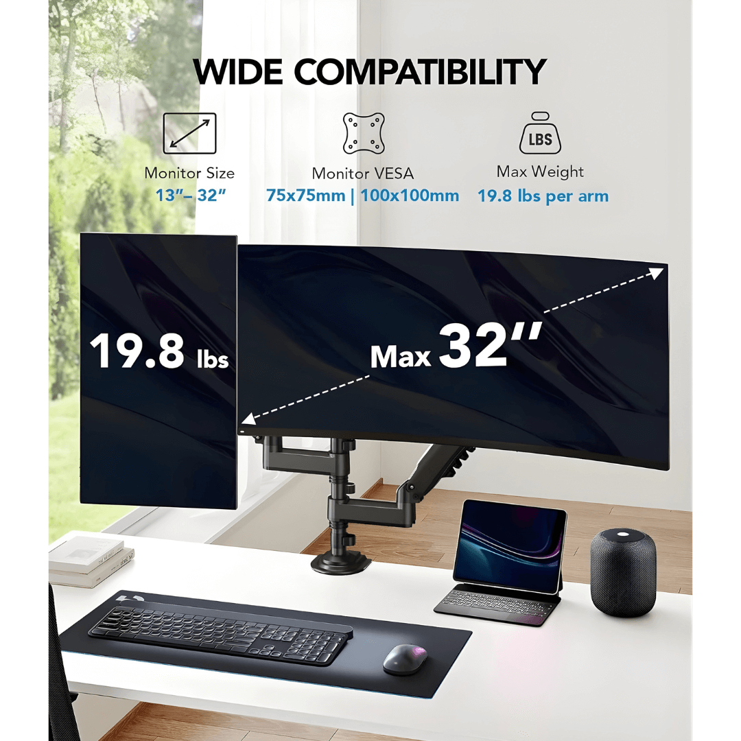 HUANUO Elevation Dual Monitor Arm - Black