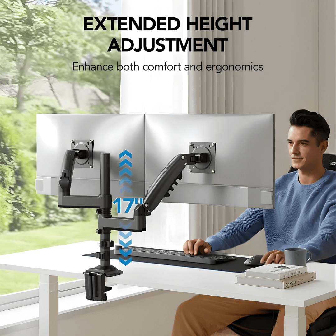 HUANUO Elevation Dual Monitor Arm - Black