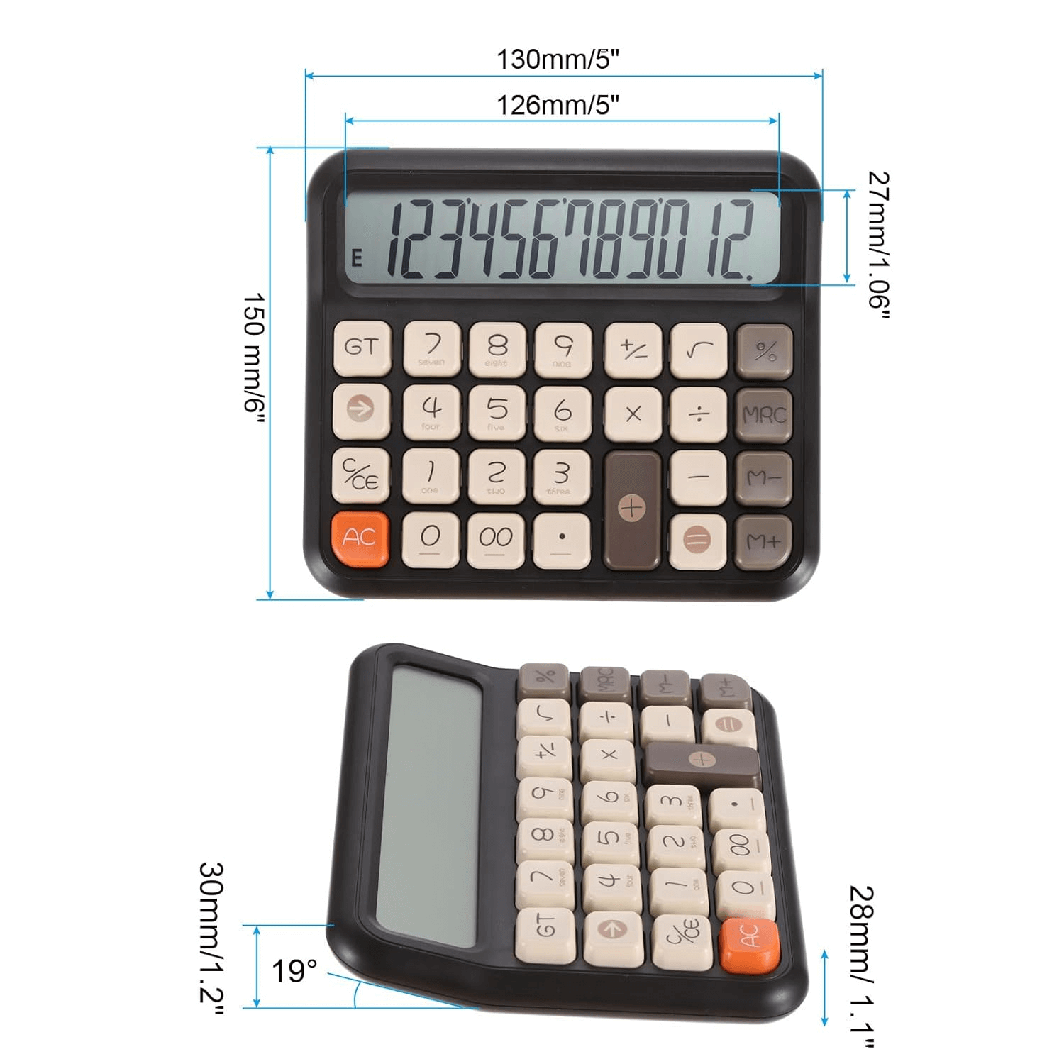 12-Digit Retro Desk Calculator