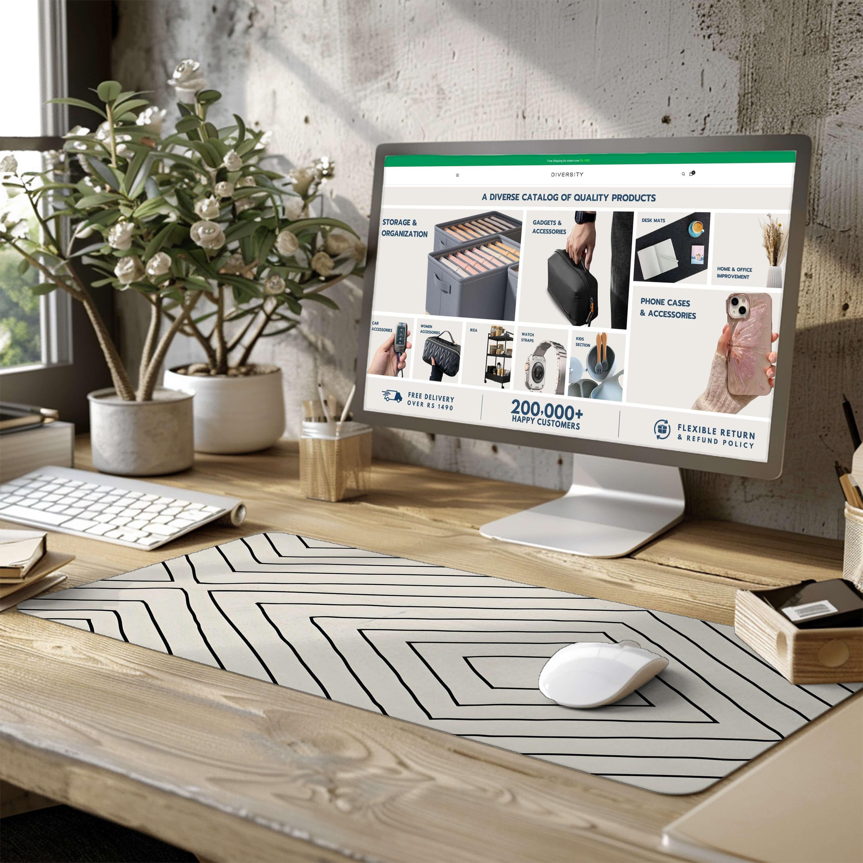 Printed Desk Mat - Diamond Pattern-DIVERSITY