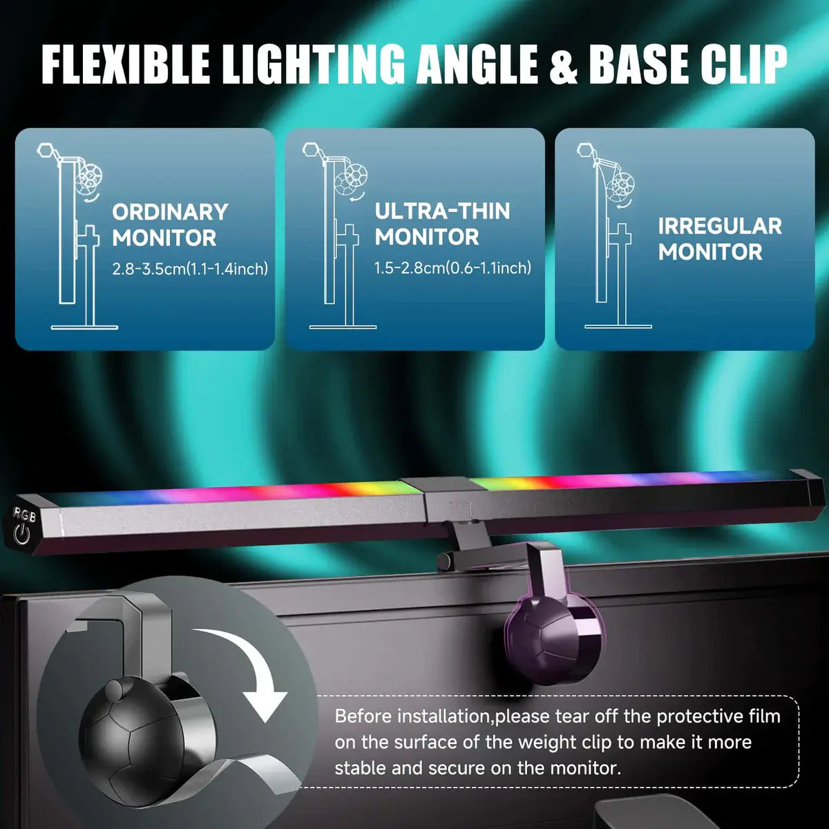 Quntis LED ScreenLinear RGB Dual Light Gaming Monitor Light Bar (19.7")