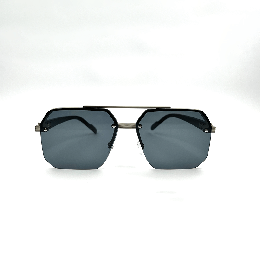 Octagon Rimless Sunglasses - Silver Black