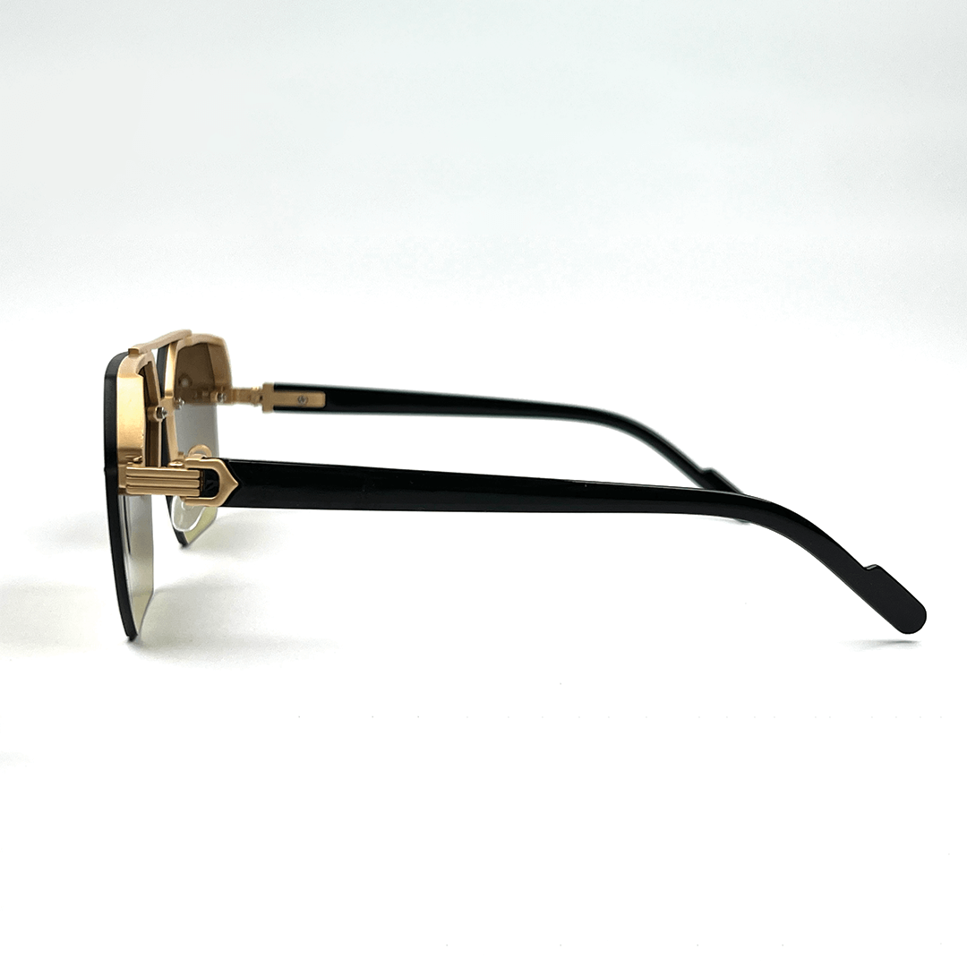 Octagon Rimless Sunglasses - Gold Frame Brown Lens