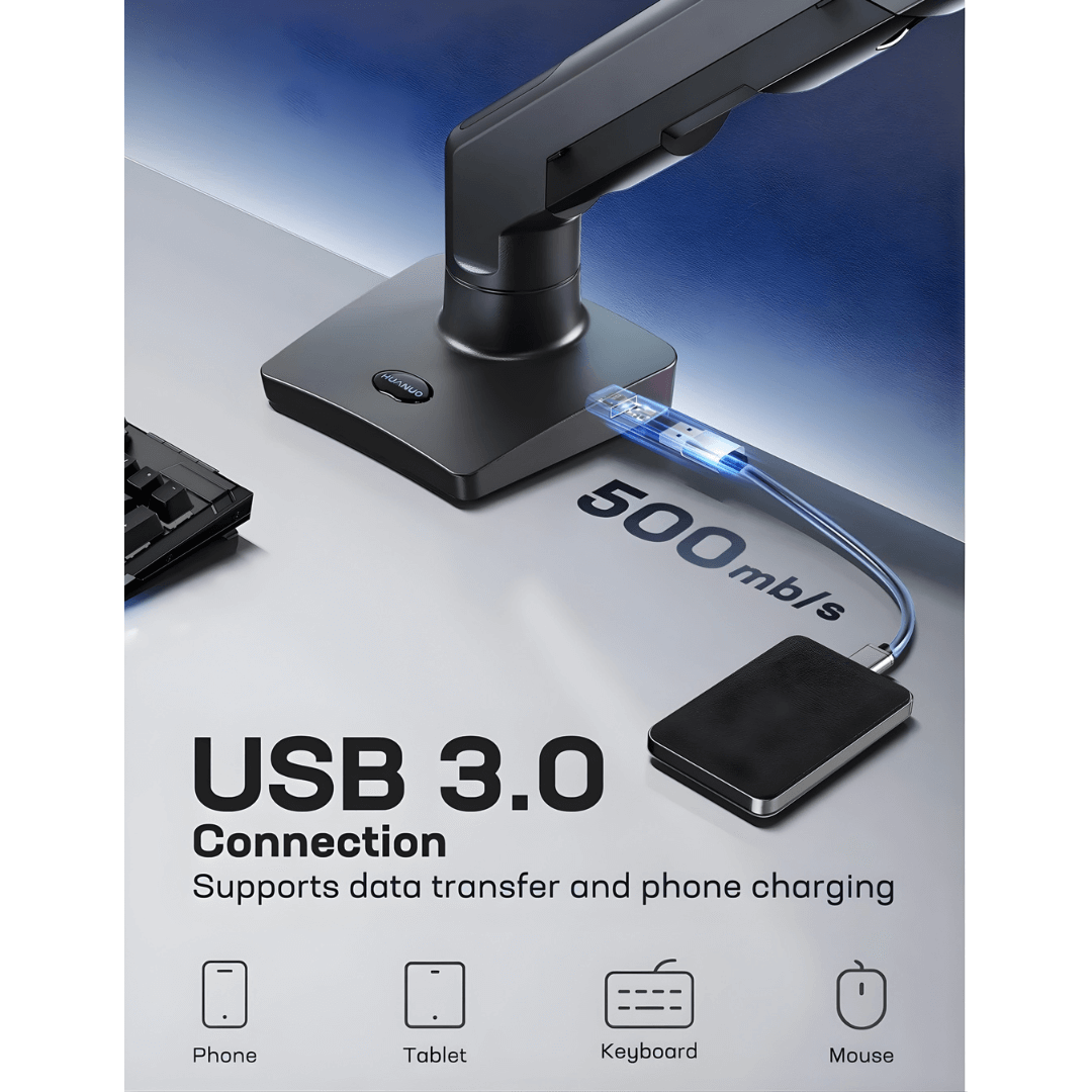 HUANUO Heavy-Duty Single Monitor Arm - Grey