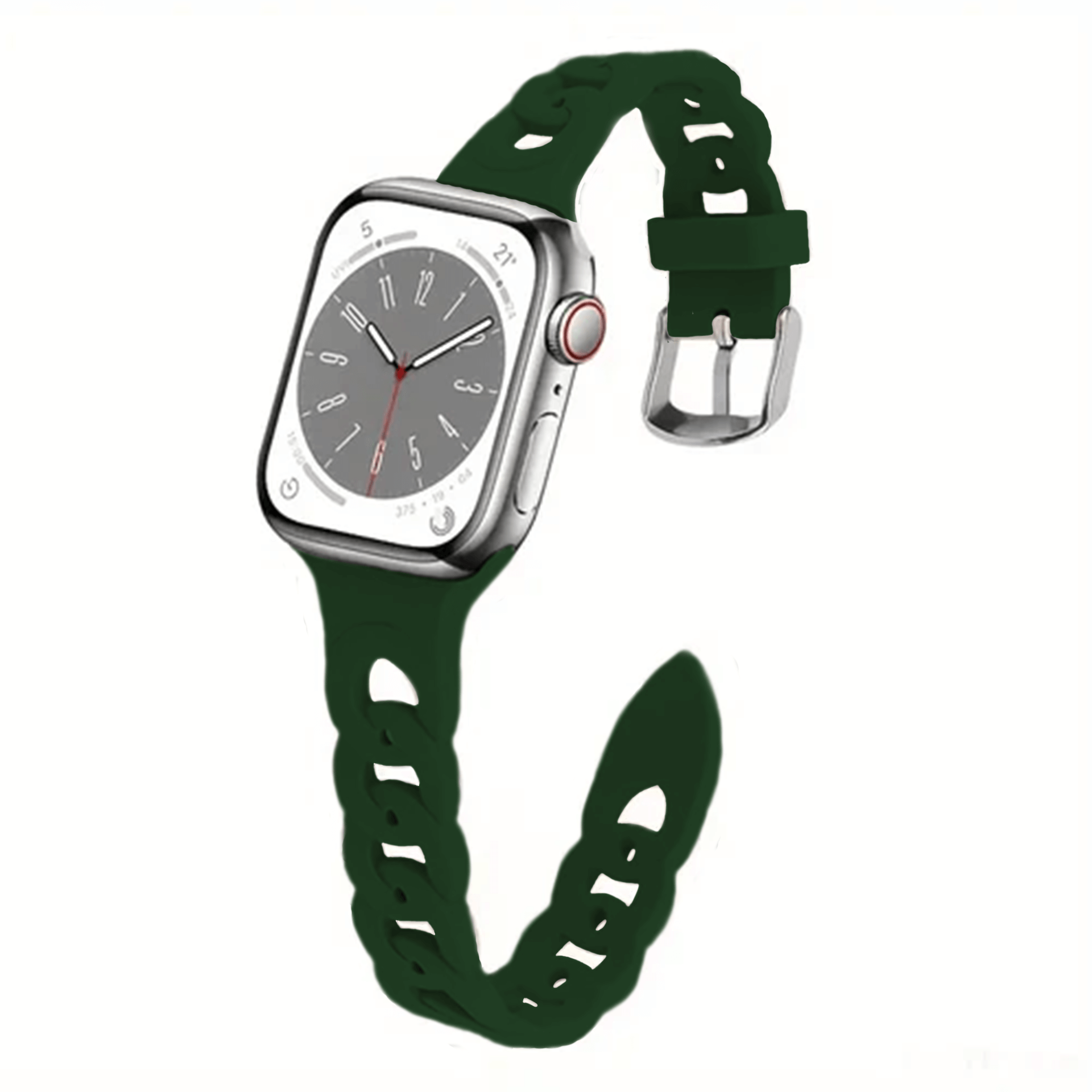SlimChain Design Silicone Strap For Apple Watch - Forest Green