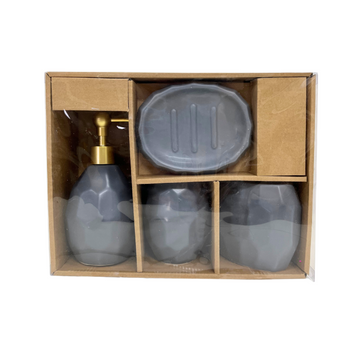 Hexagon Ceramic Bathroom Set - Dark Grey