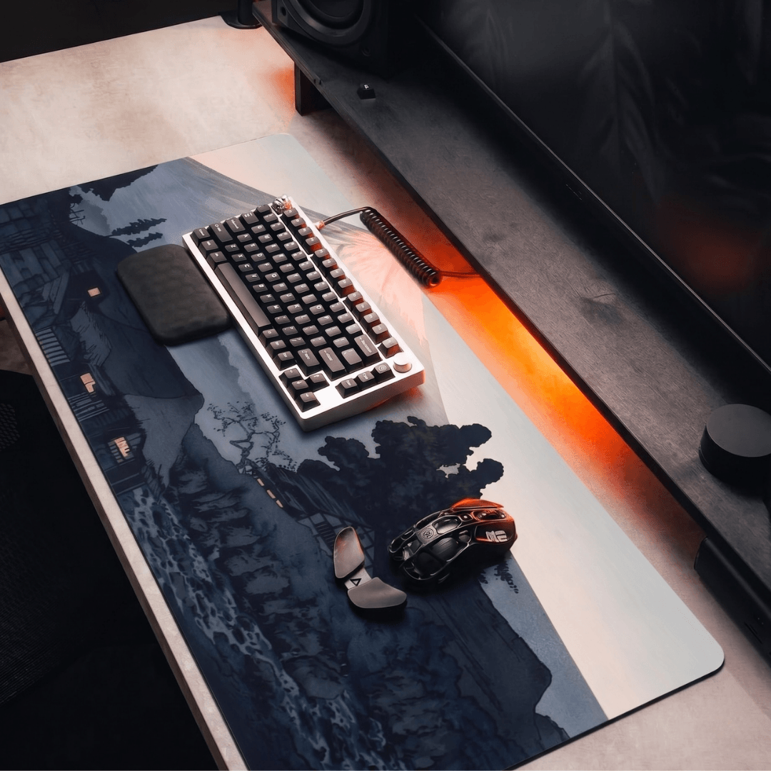 Printed Leather Desk Mat - Mount Fuji