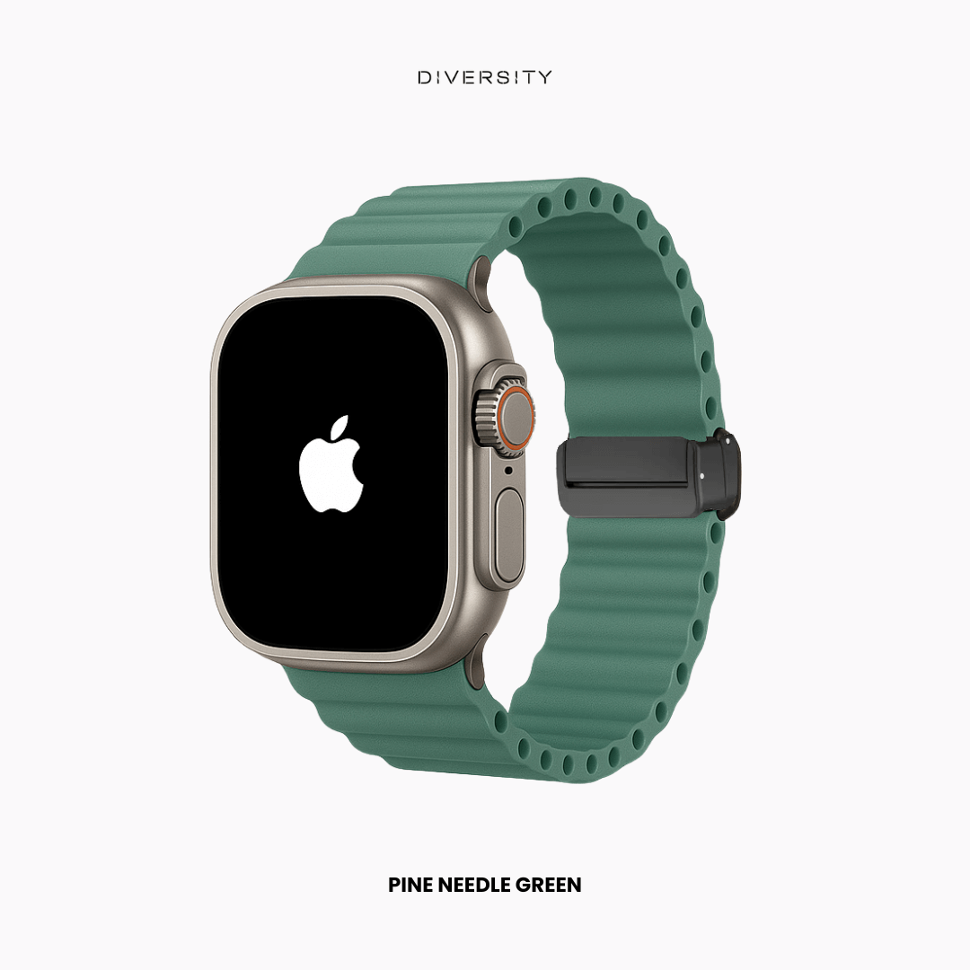 Ocean Magnetic Silicone Strap For Apple Watch Pine Needle Green