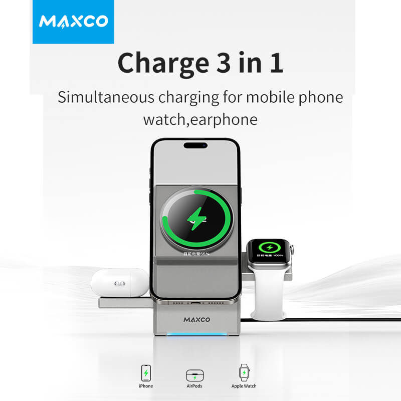 MAXCO 3 in 1 Rotating Wireless Charger - MW11