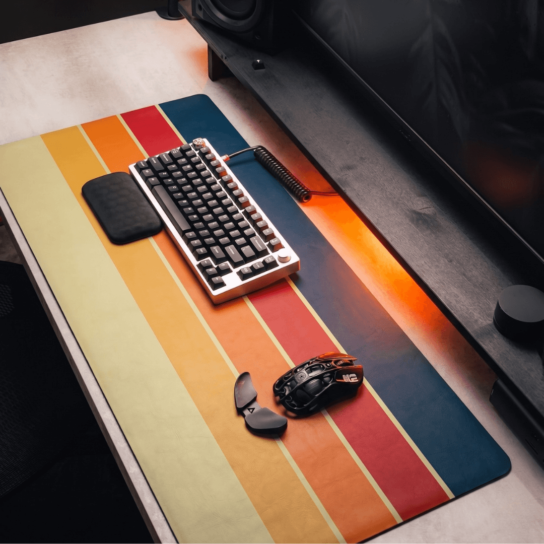 Printed Leather Desk Mat - Retro Horizon