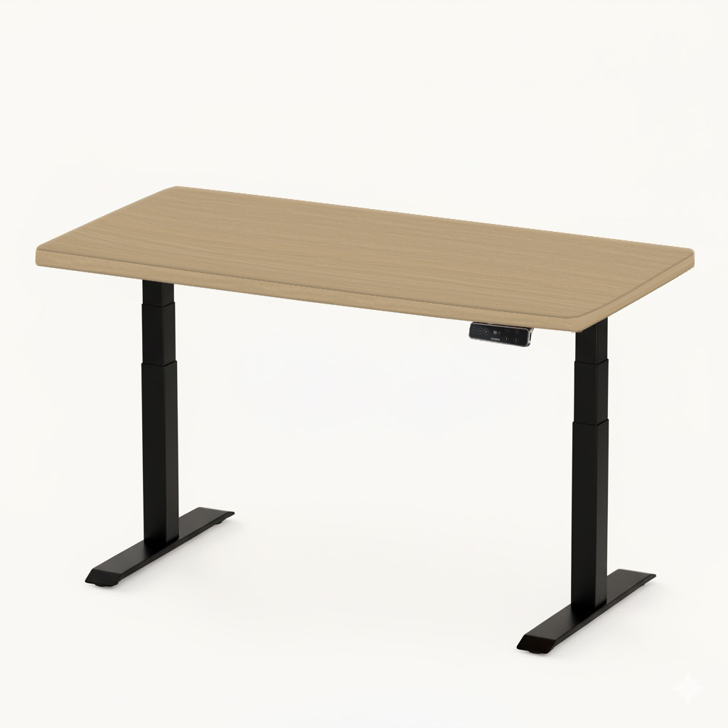 FlexiSpot E7 - Dual Motor Premium Standing Desk With Black Frame - SandWood