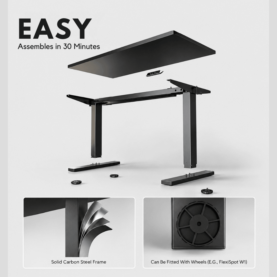 Flexispot EN1 - Single Motor Standing Desk With Black Top