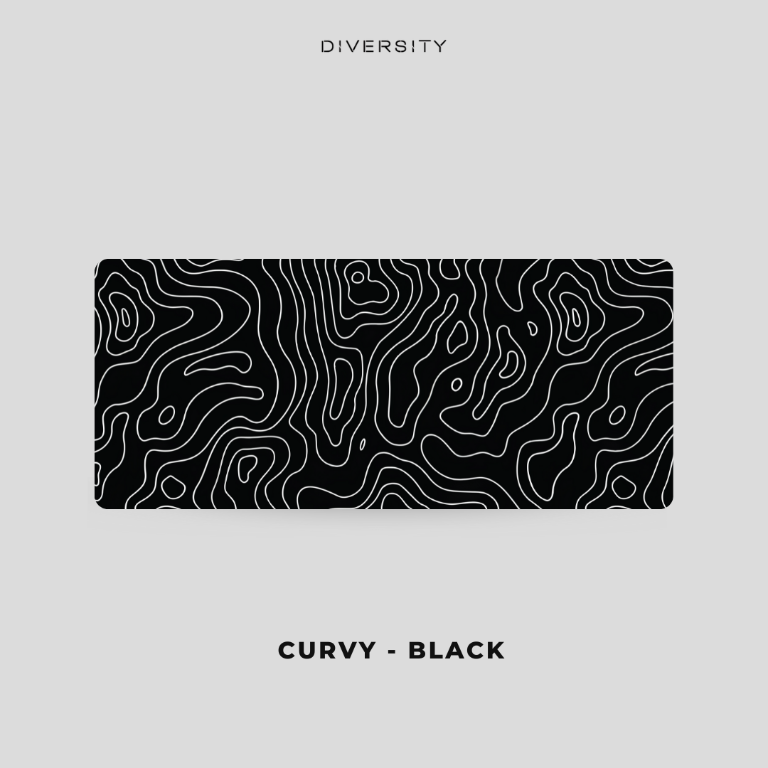 Printed Leather Desk Mat - Curvy Black