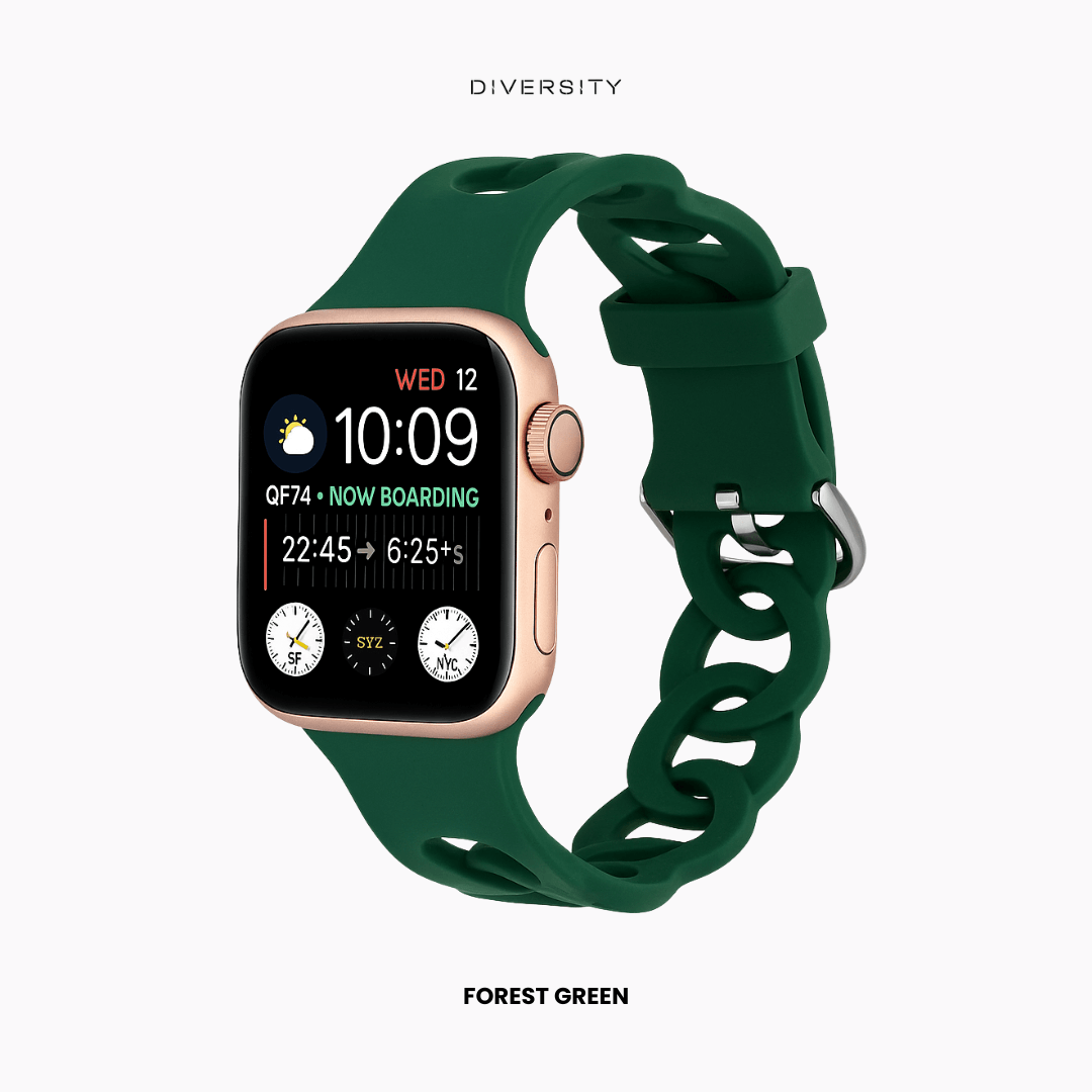 SlimChain Design Silicone Strap For Apple Watch - Forest Green