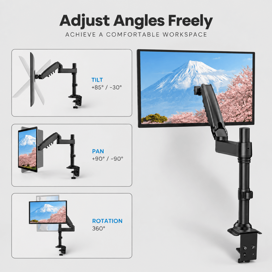 HUANUO Elevation Single Monitor Arm for 13 to 32 Inch Screens