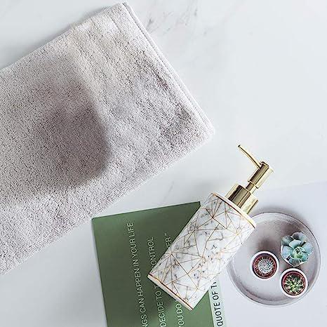 Marble Ceramic Bathroom Set - White Gold