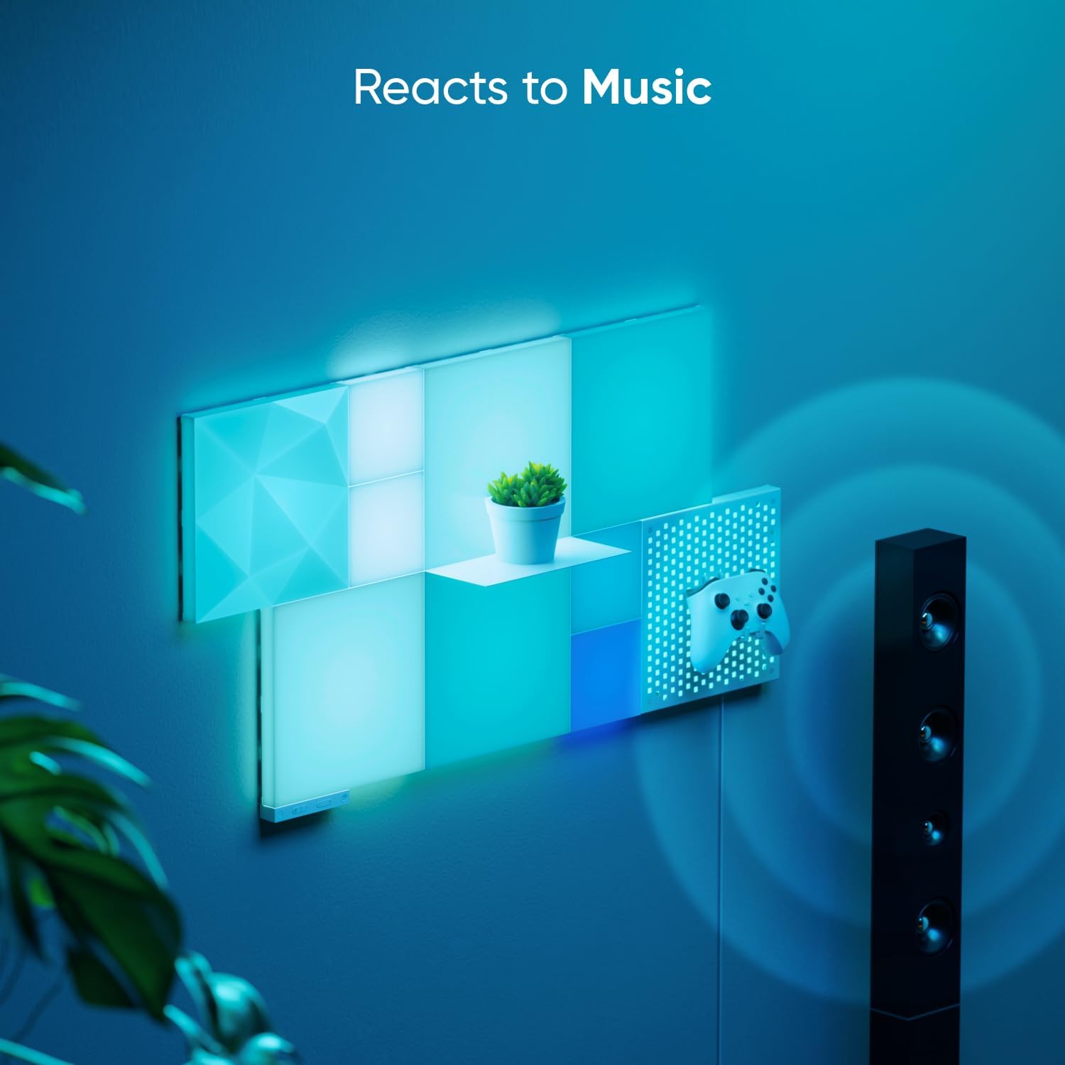 Nanoleaf Blocks Combo XL Smart Light Panels with Shelf & Pegboard