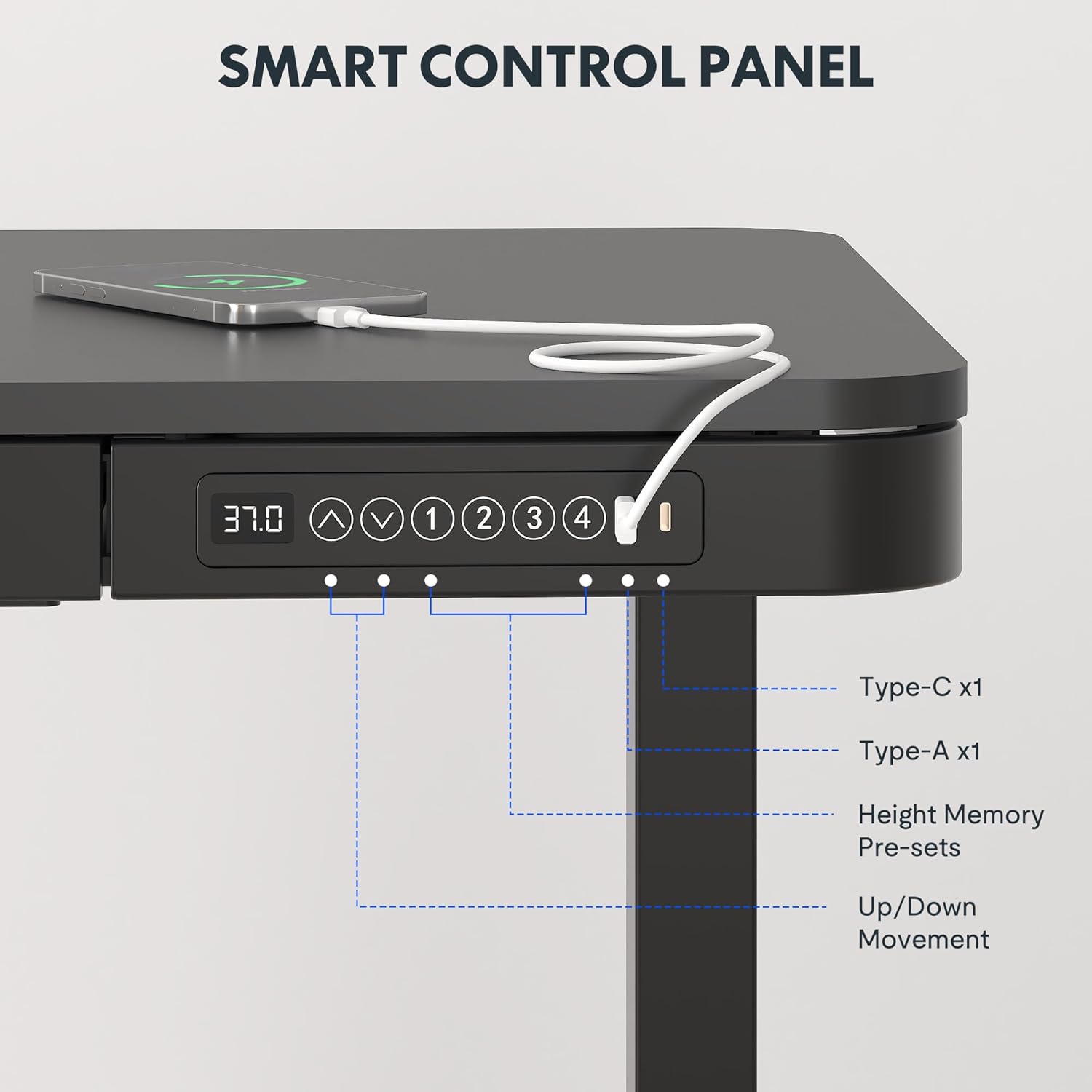 FlexiSpot - Comhar Electric Standing Desk with Drawers - Black