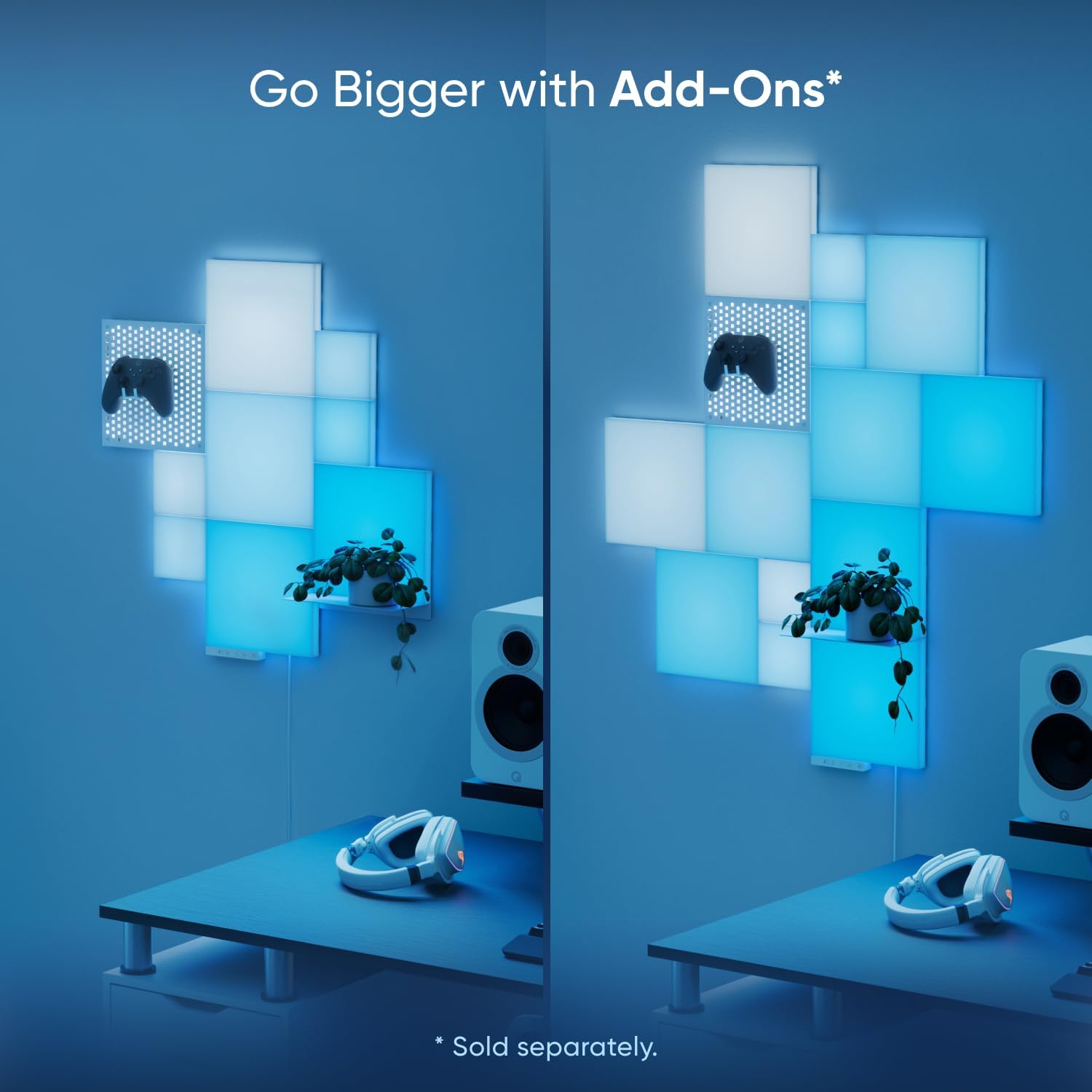 Nanoleaf Blocks Combo XL Smart Light Panels with Shelf & Pegboard