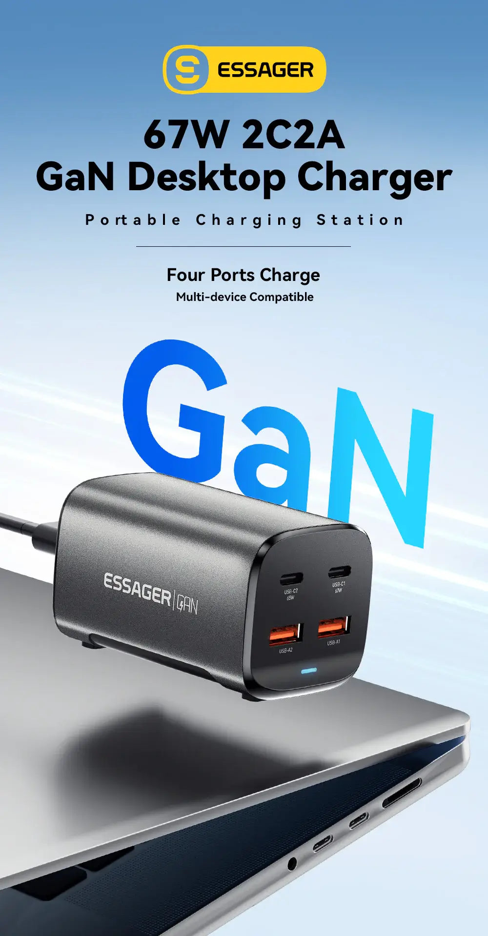Essager 67W GaN Desktop Charger (2A & 2C)