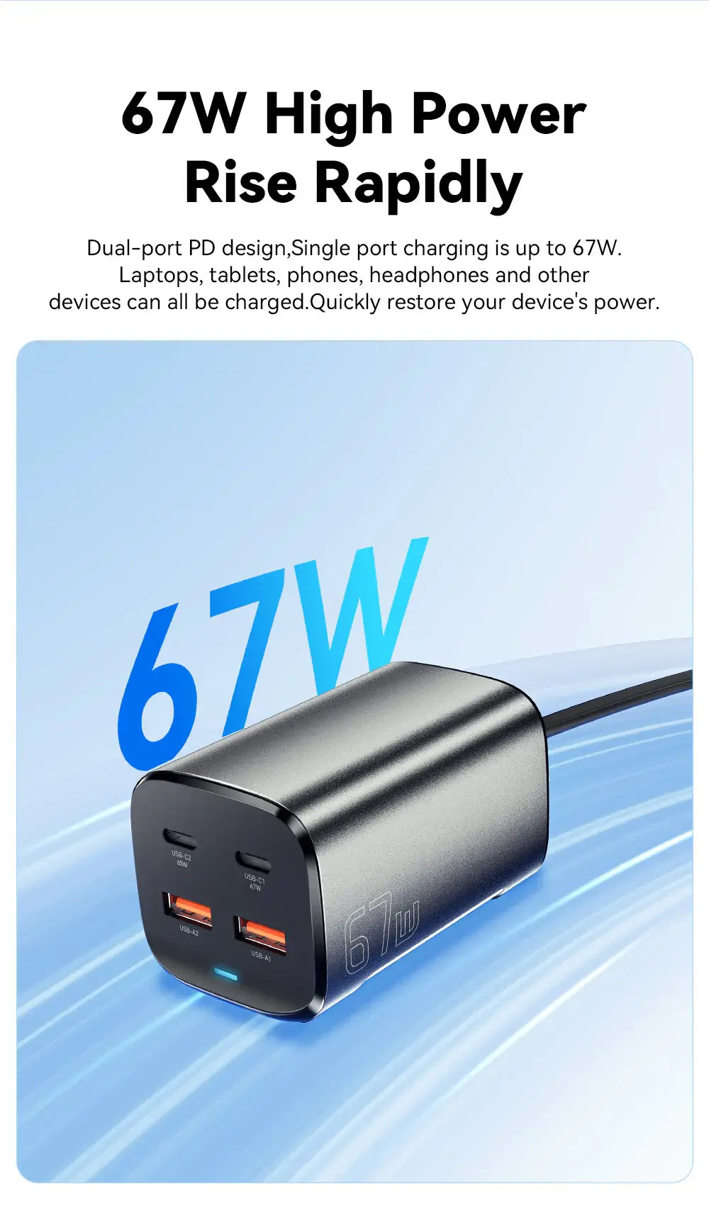 Essager 67W GaN Desktop Charger (2A & 2C)