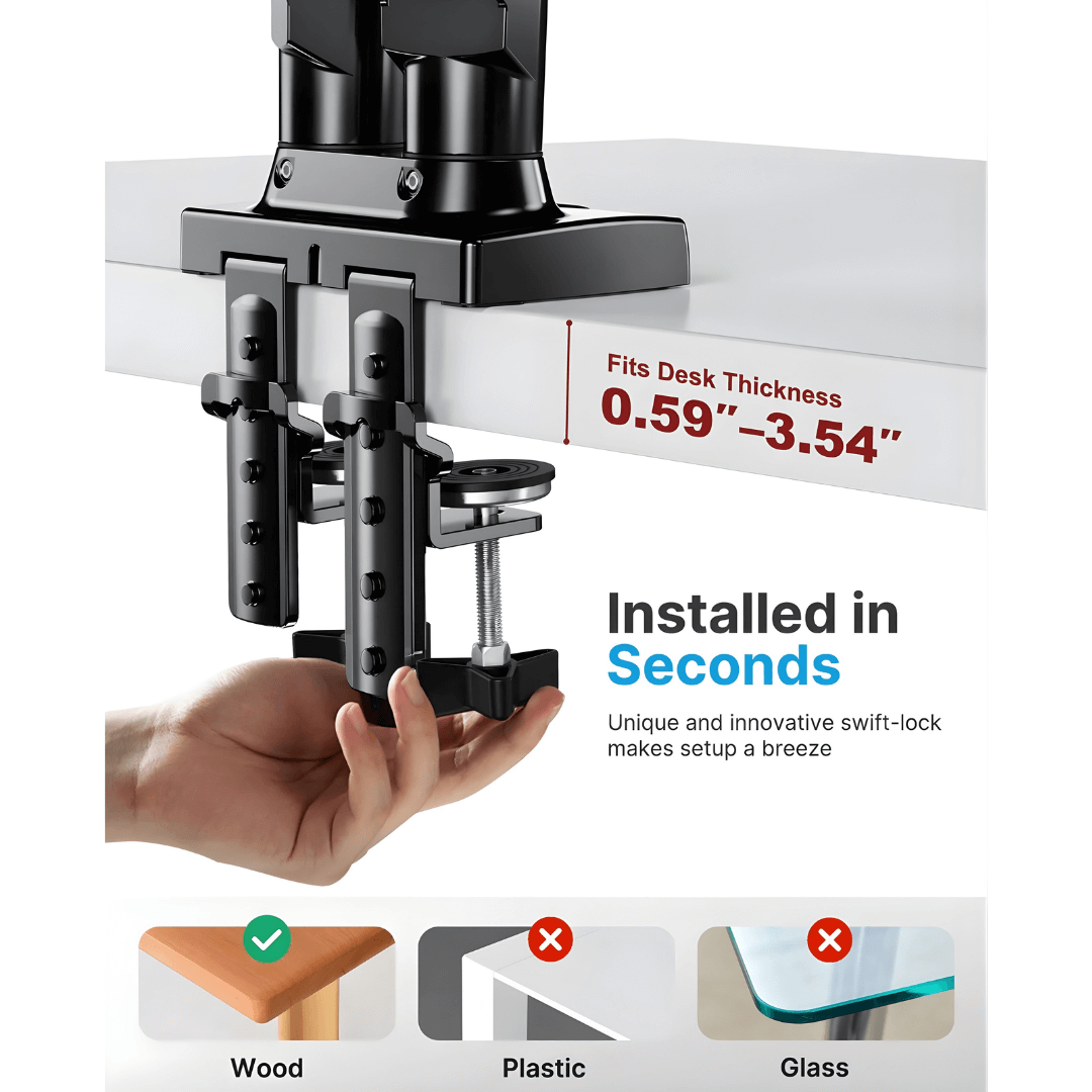 HUANUO Dual Monitor Arm Stand - Black