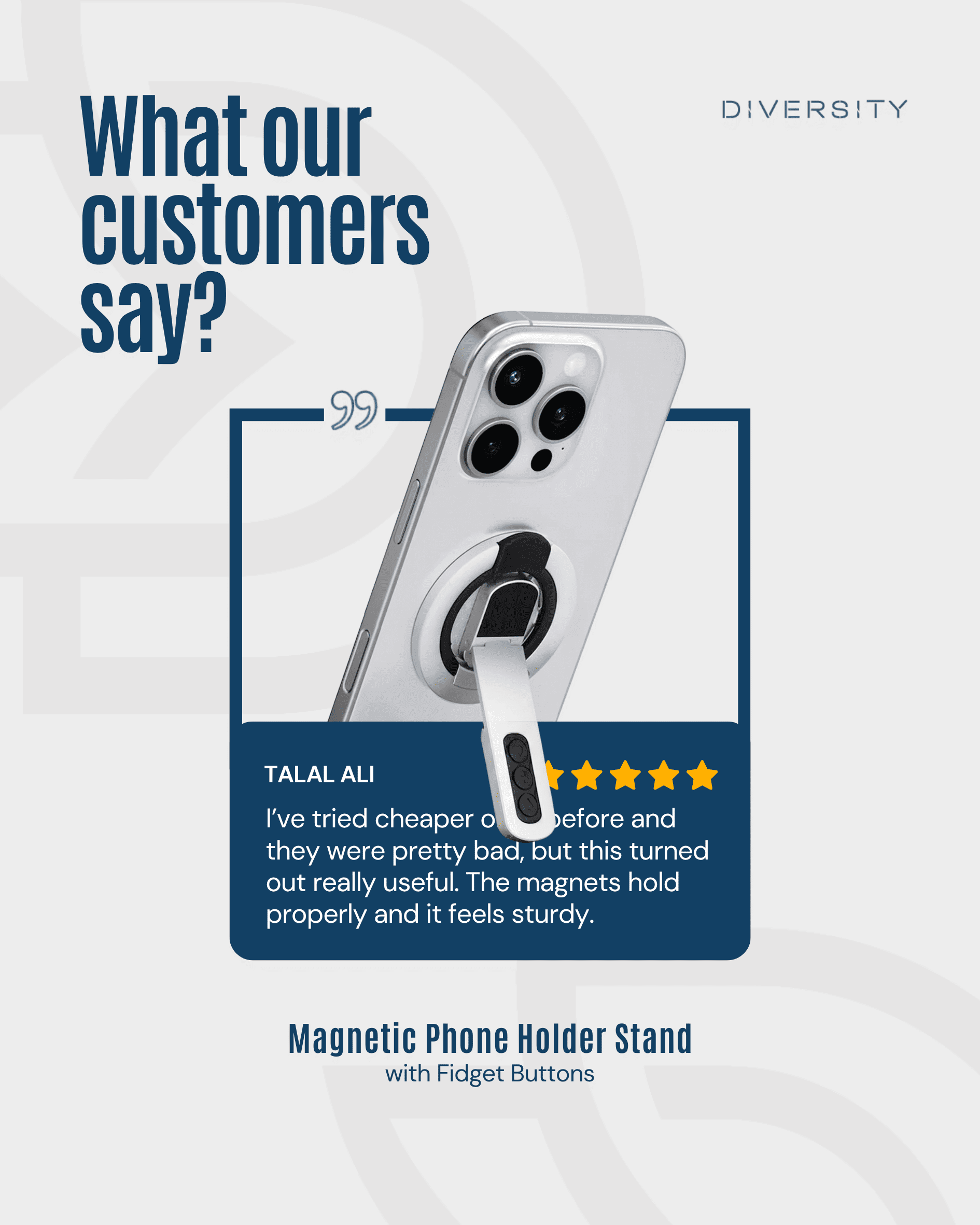 Double-Sided Magnetic Phone Holder Stand with Fidget Buttons