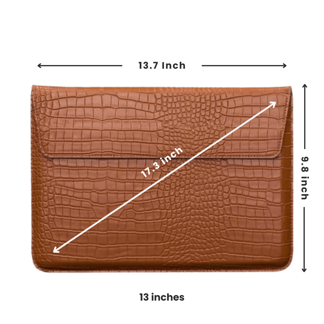 Crocodile Textured Leather Laptop Sleeve - Pink