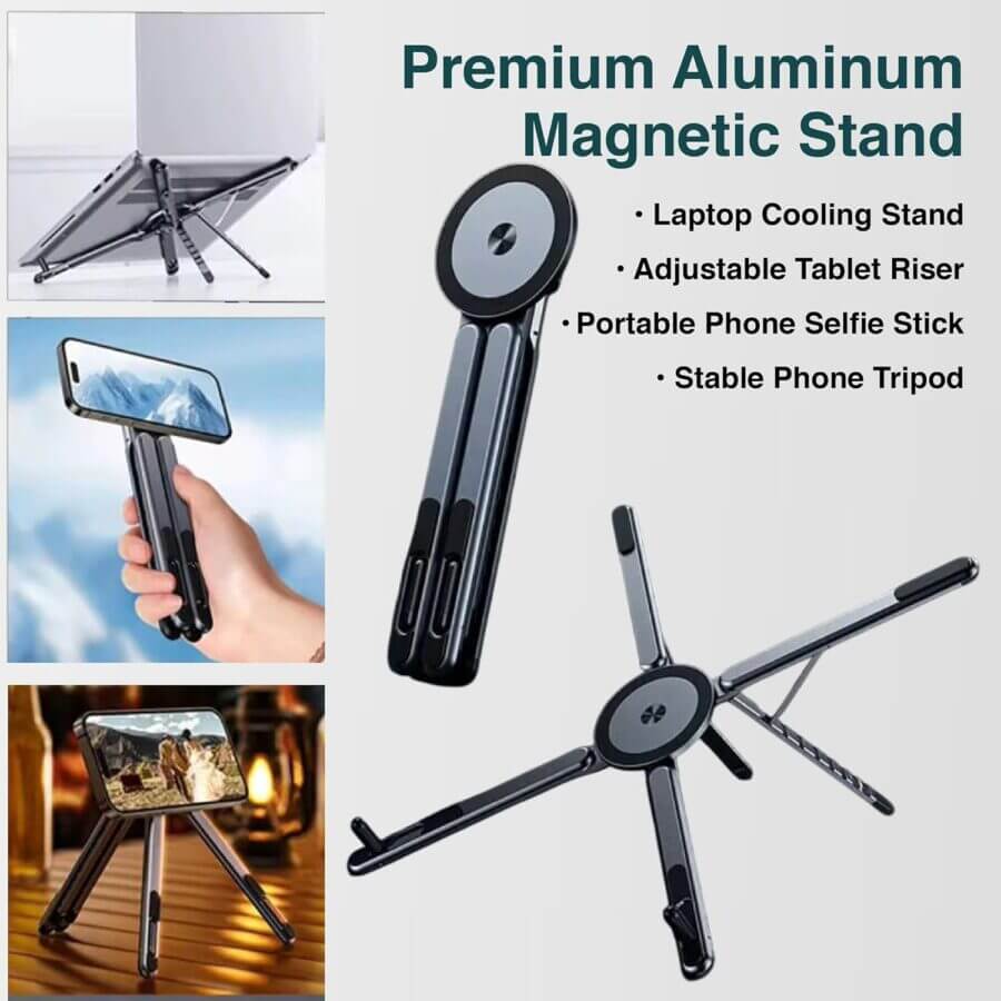 Multi-Functional Foldable Metal Phone Holder & Laptop Stand