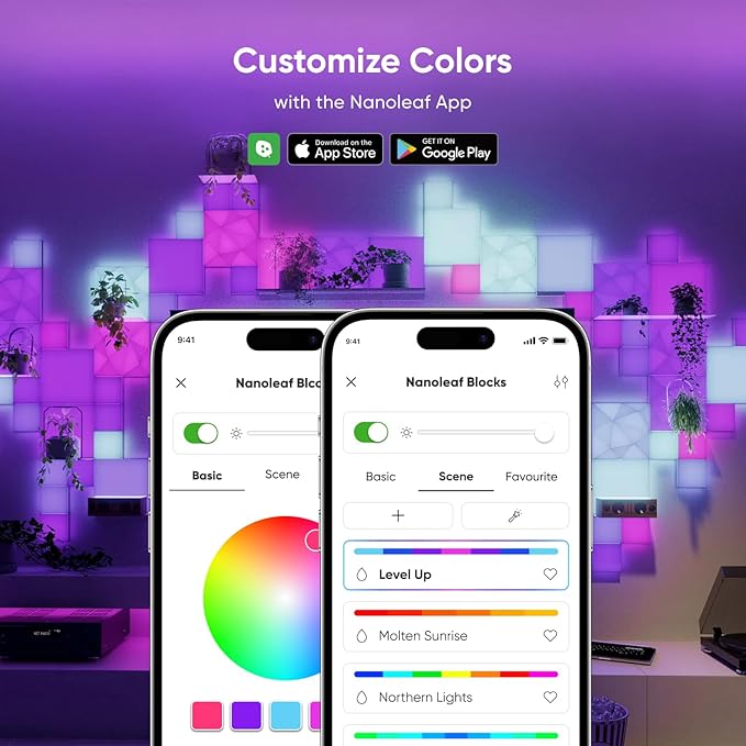 Nanoleaf Blocks Combo XL Smart Light Panels with Shelf & Pegboard