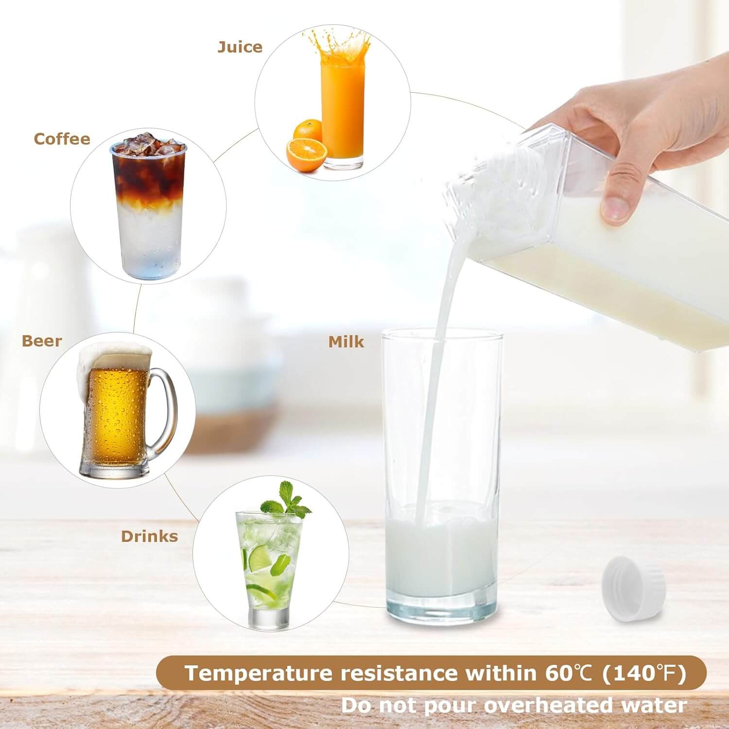Milk Carton Design Acrylic Water Bottle