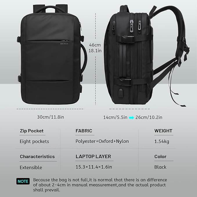 BANGE Digital Nomad Travel Backpack - Black-DIVERSITY
