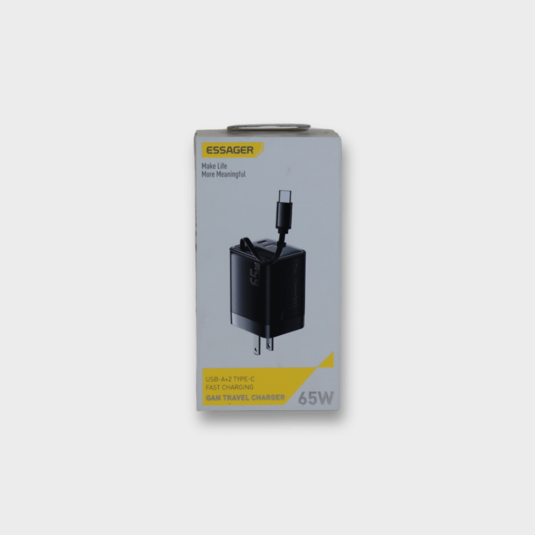 Essager 65W GaN Charger with Retractable Cable (Type C & A)