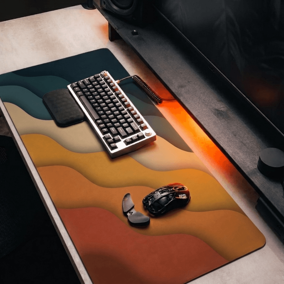 Printed Leather Desk Mat - Rainbow Clouds