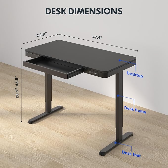 FlexiSpot - Comhar Electric Standing Desk with Drawers - Black