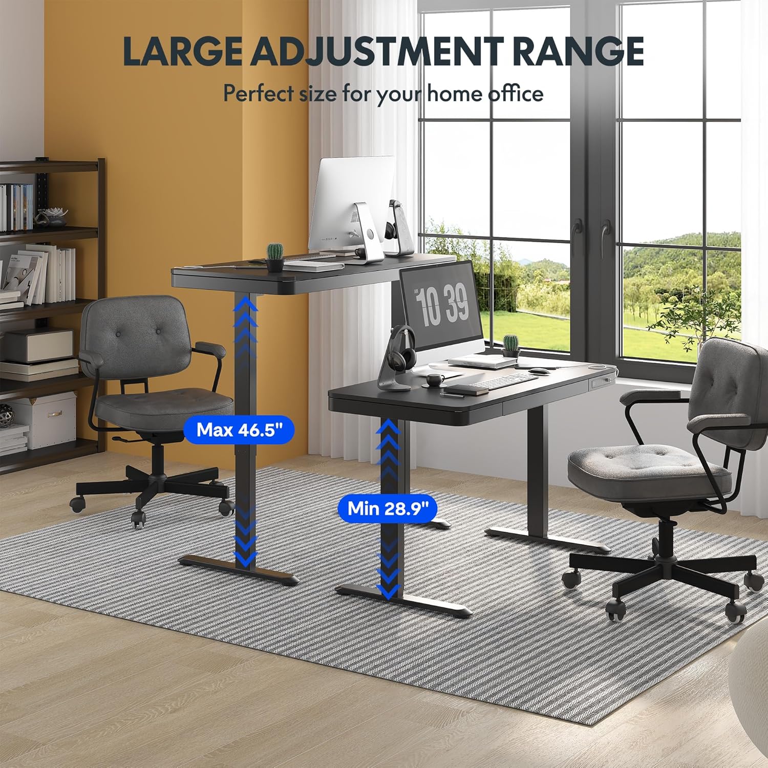 FlexiSpot - Comhar Electric Standing Desk with Drawers - Black