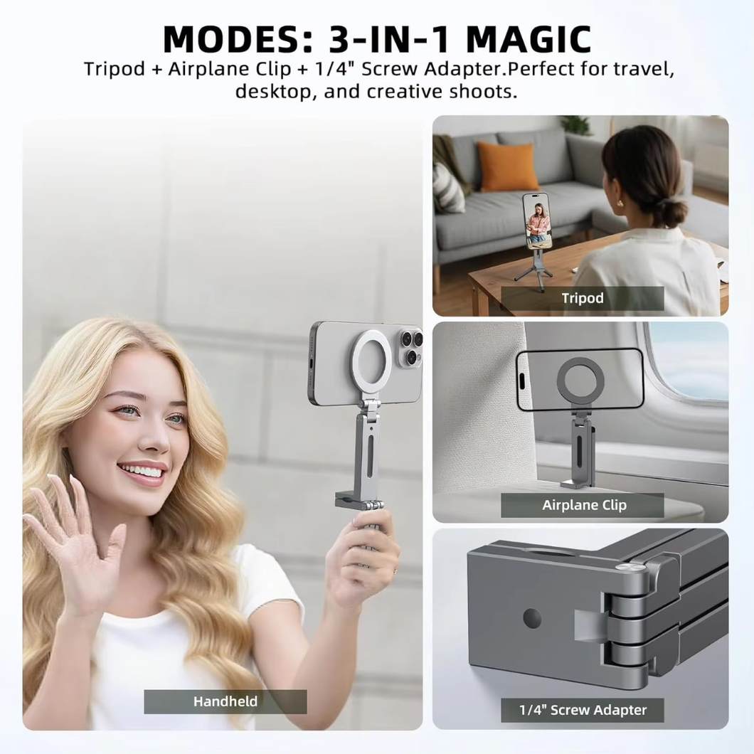Boneruy Foldable Magnetic Tripod Phone Stand