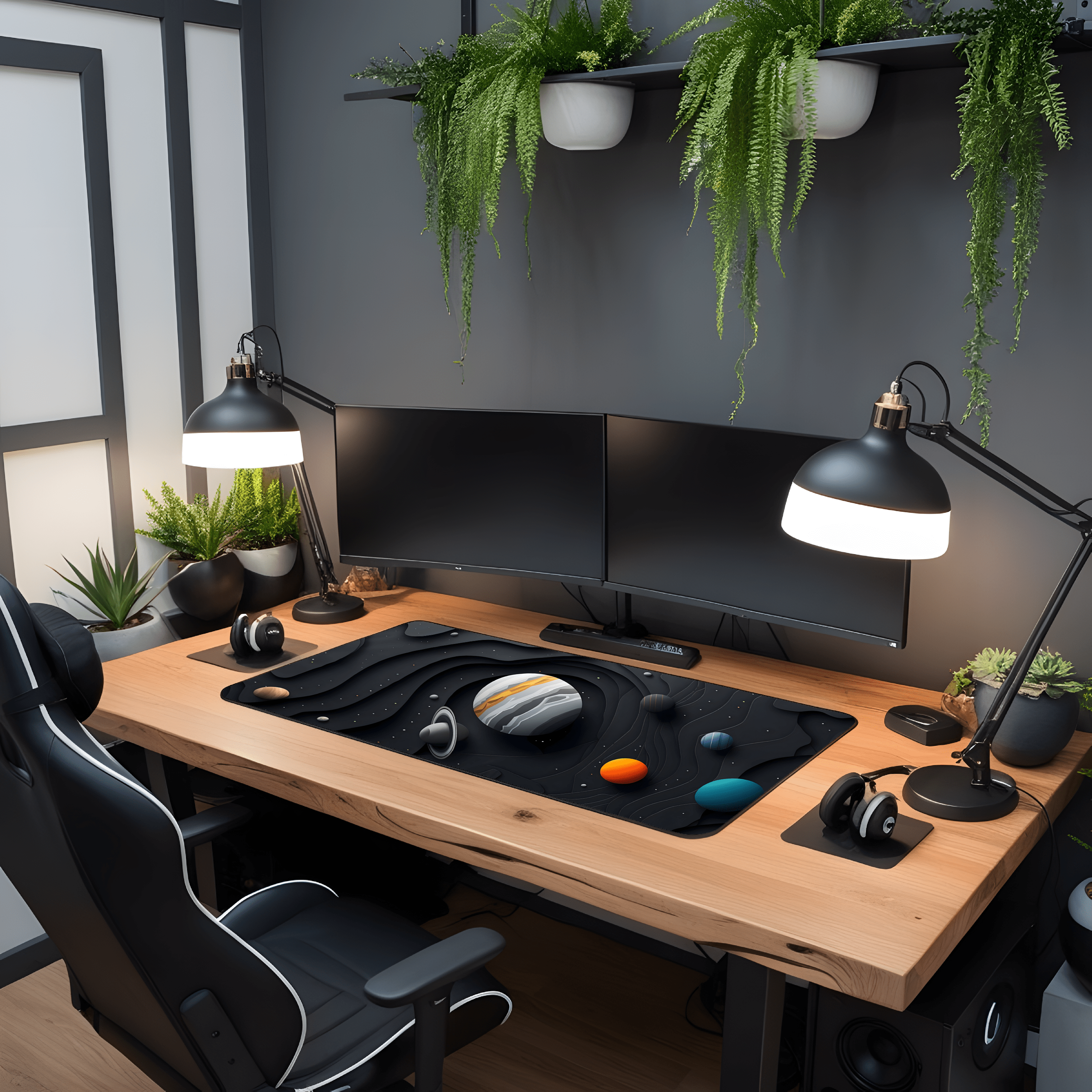 Printed Leather Desk Mat - Astro