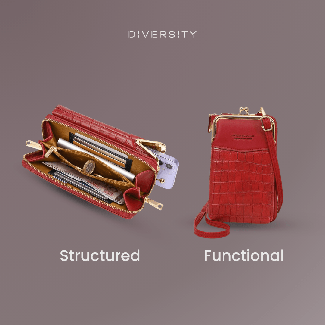 Women Multi-Purpose Crossbody Crocodile Bag - Crocodile Red