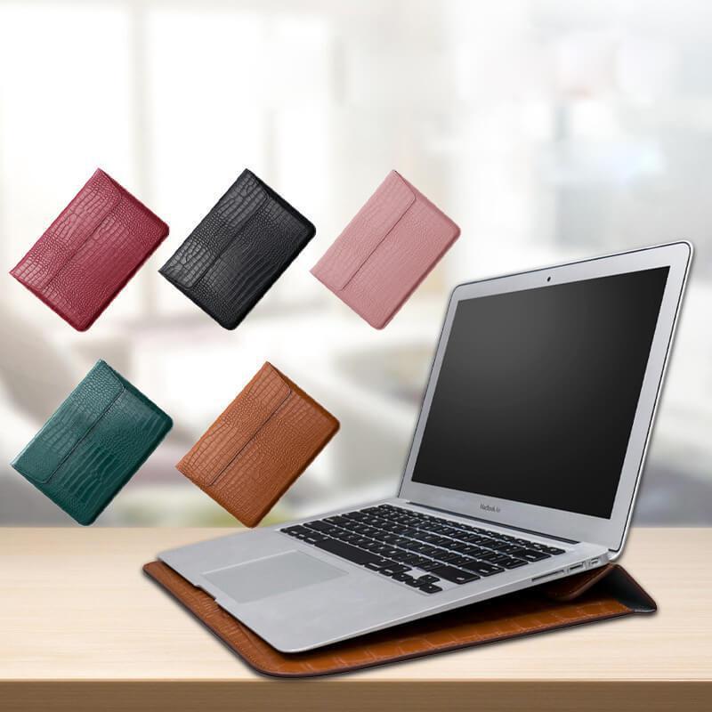 Crocodile Textured Leather Laptop Sleeve-DIVERSITY