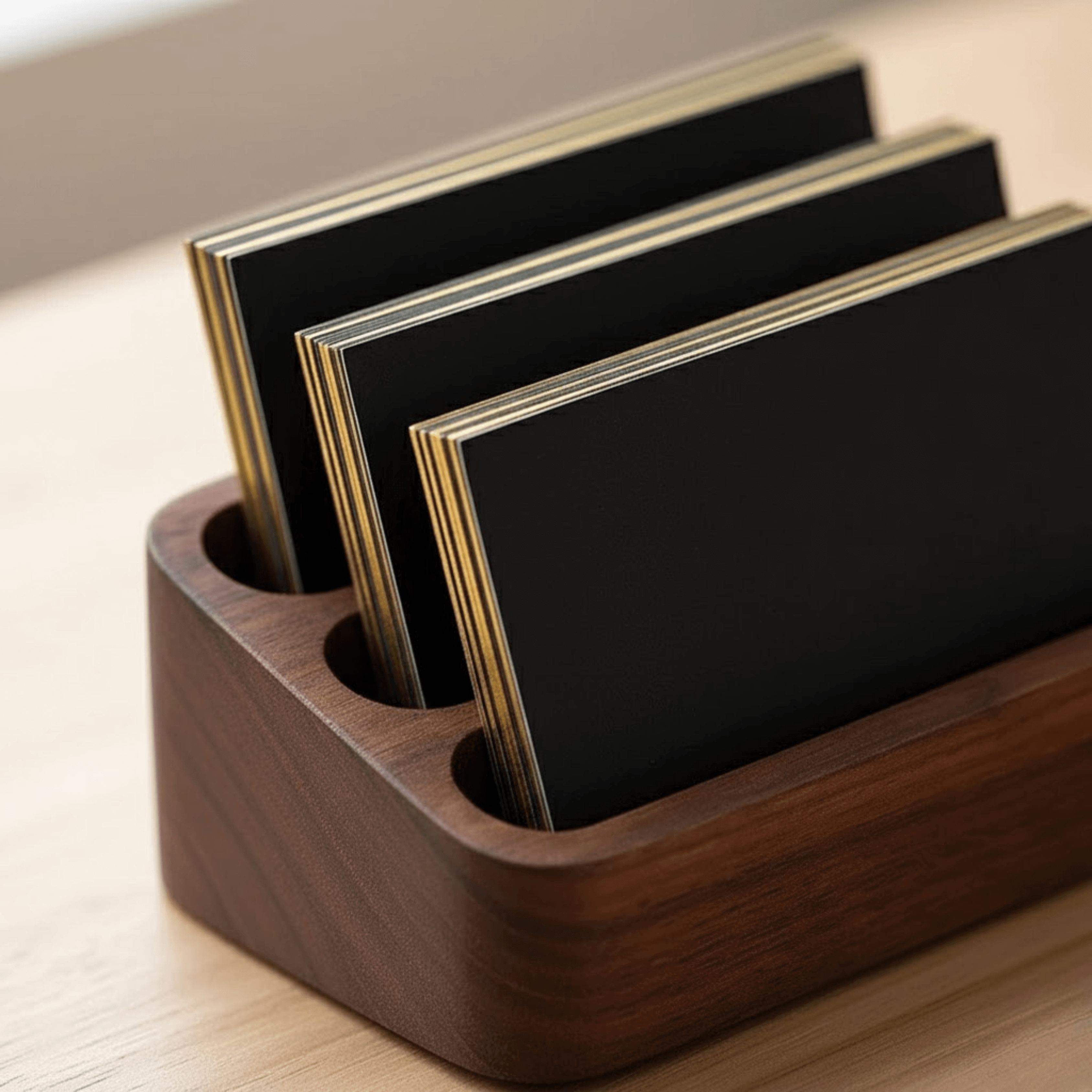 Wooden Multi-Slot Business Card Holder