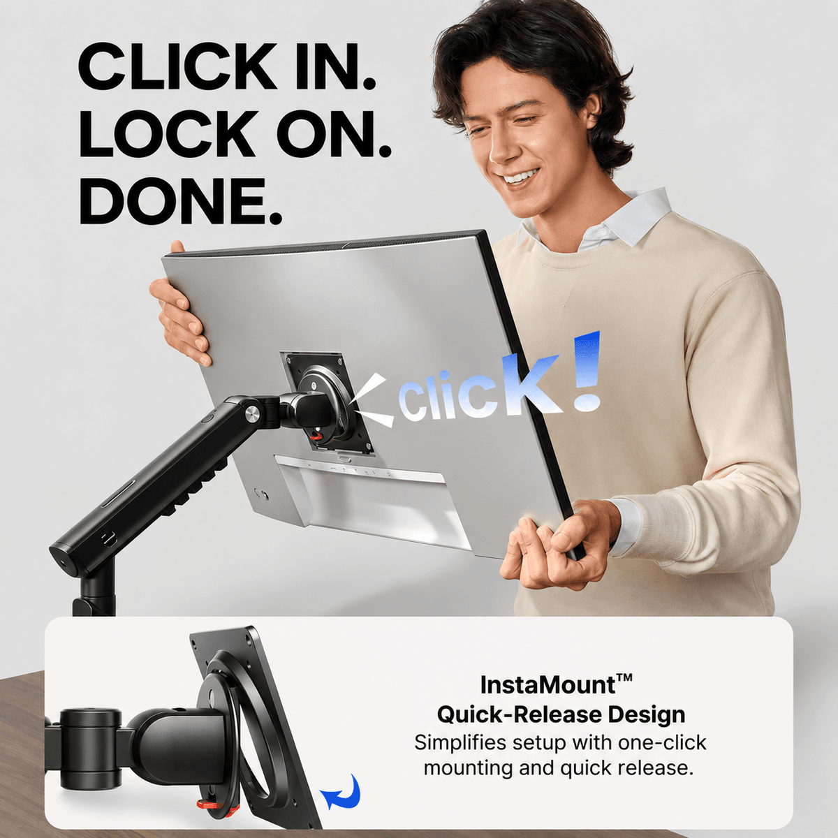 HUANUO FlowLift Single Monitor Arm for 13 to 32 Inch Screens